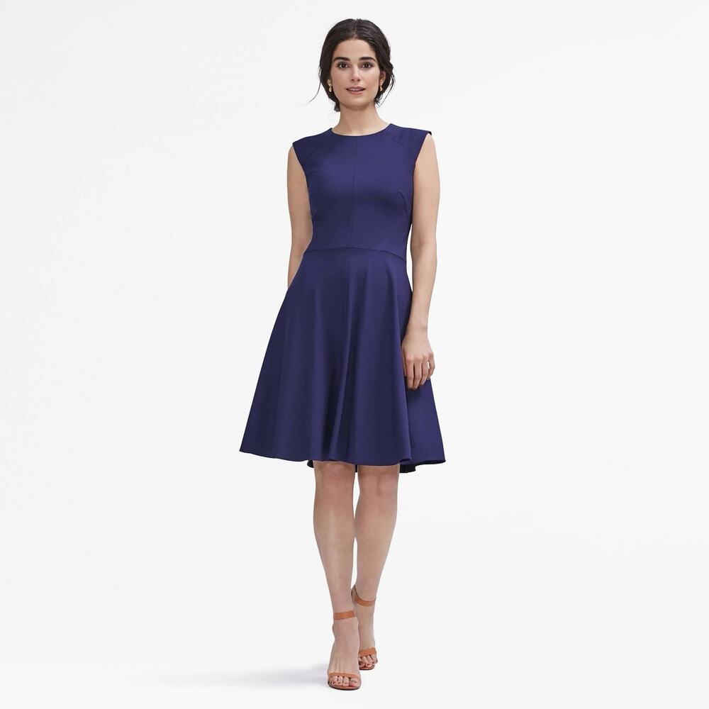 NWT MM Lafleur The Toi Dress in Indigo Blue Stretch Wool Dress Size 8